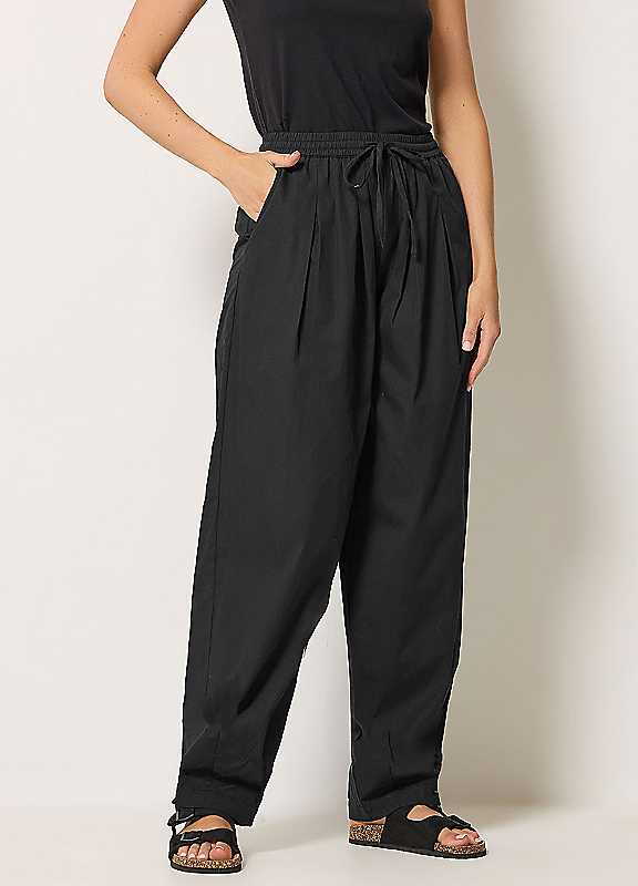 Long Tall Sally Women's Black Tall Cotton Barrel Leg Trousers In | Size: 16XL - Image 3