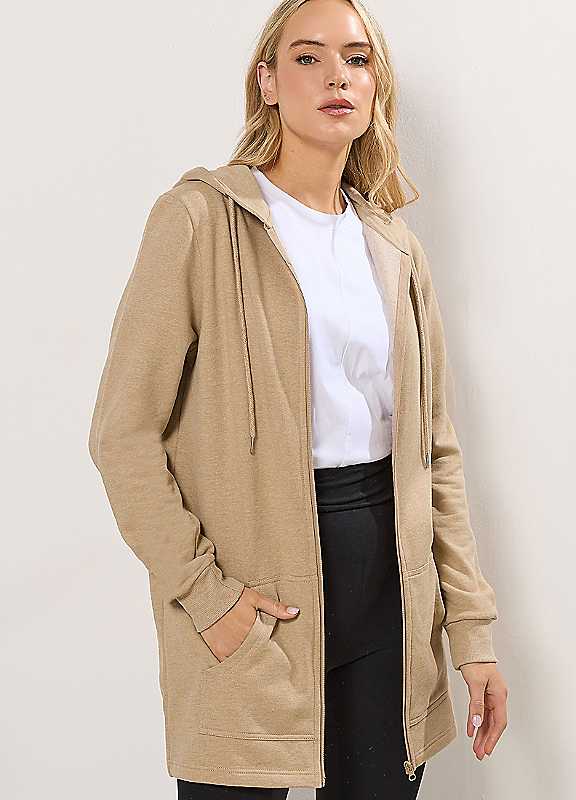 Long Tall Sally Women's Natural Tall Cotton Longline Hoodie In | : Size 8 - Image 4