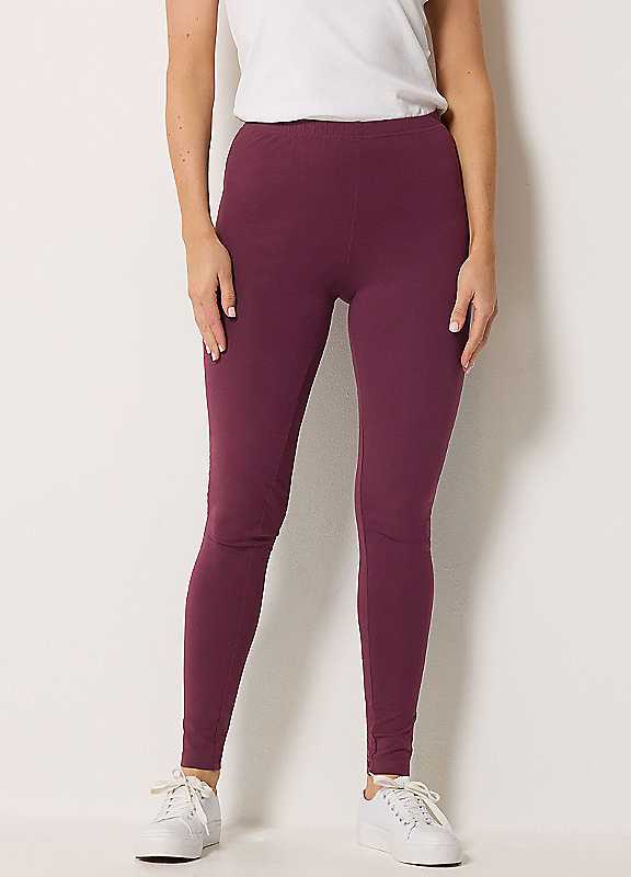Long Tall Sally Women's Tall Cotton Stretch Leggings Pants in Burgundy | Size: 14L - Image 3