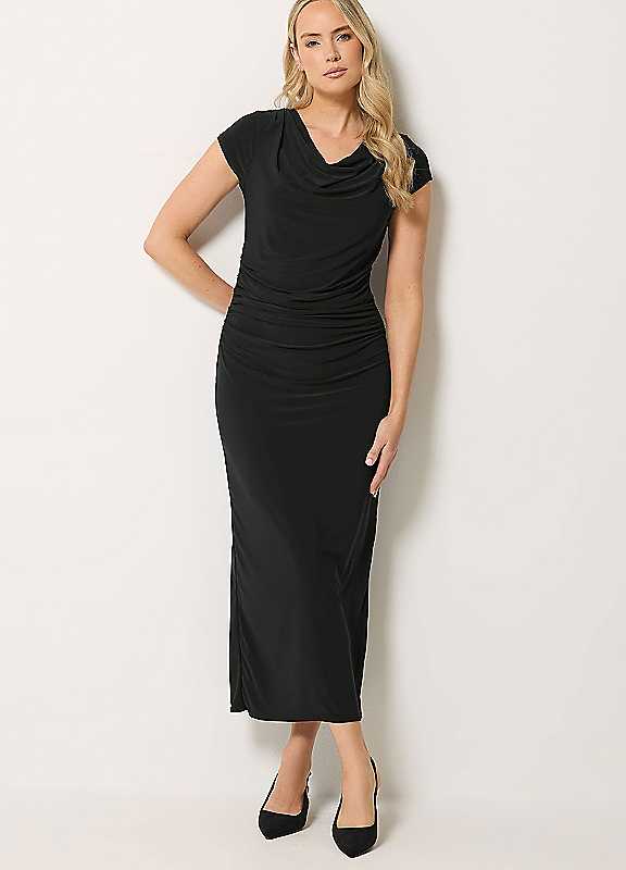 Lts Women's Black Tall Cowl Neck Maxi Dress Size 10 - Image 3