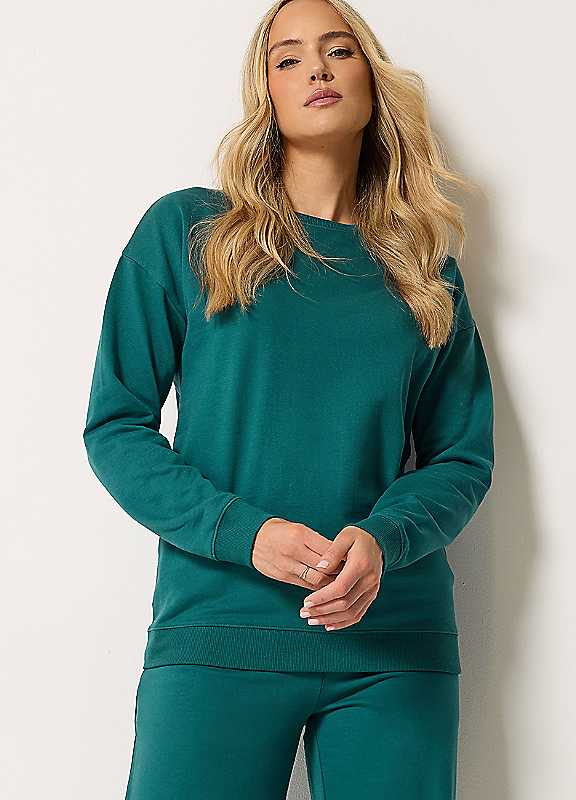 Long Tall Sally Women's Tall Jersey Sweatshirt in Teal | Size: 22-24 - Image 2