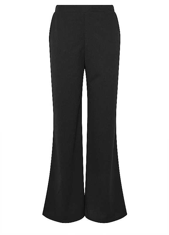 Long Tall Sally Women's Black Elasticated Waist Wide Leg Trousers