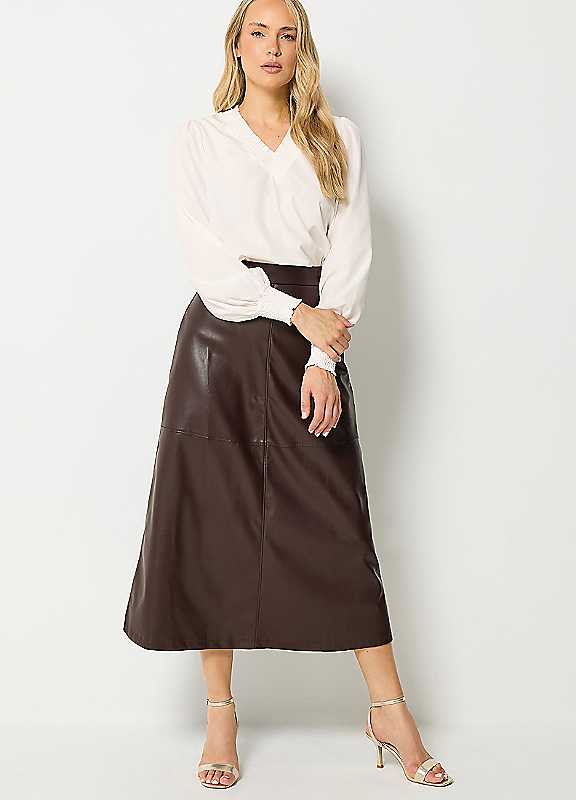 Long Tall Sally Women's Tall Faux Leather Maxi Skirt in Chocolate | Size: 22 - Image 3