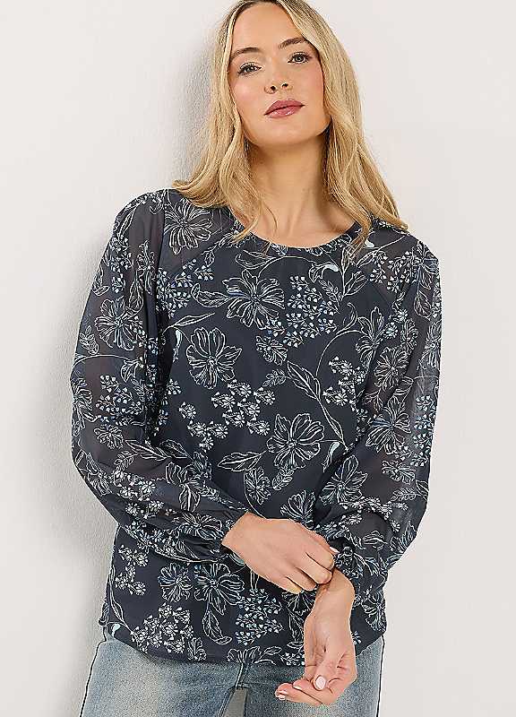 Long Tall Sally Women's Dark Navy Tall Floral Blouse In | Size: 8 - Image 3