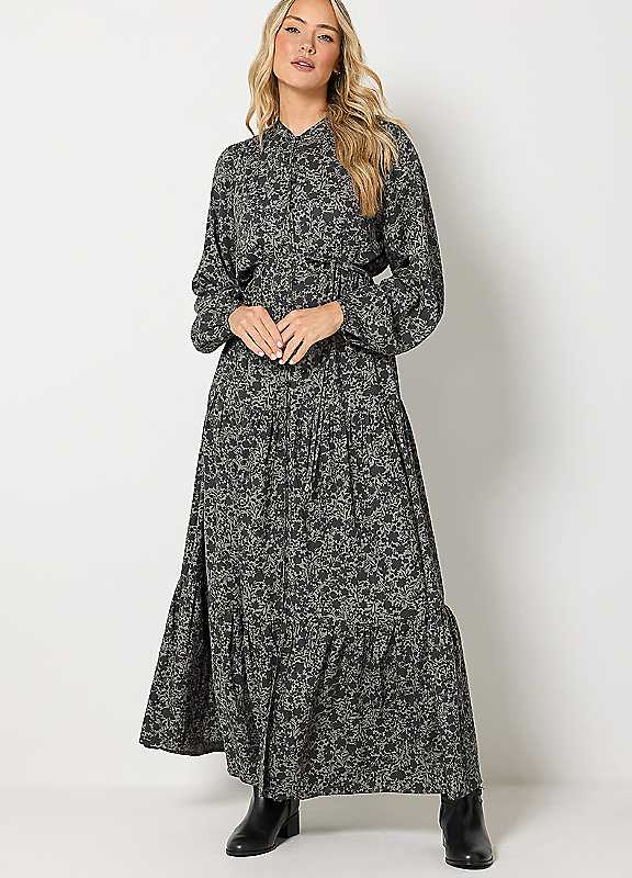 Long Tall Sally Women's Tall Floral Maxi Dress in Charcoal | Size: 18 - Image 3