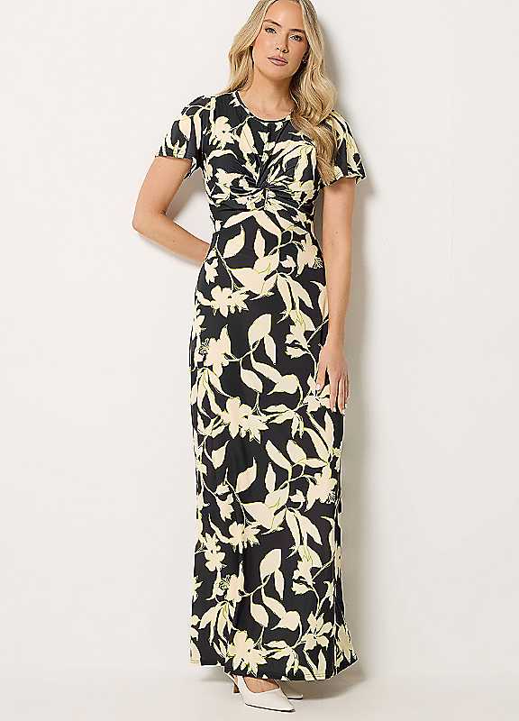 Long Tall Sally Women's Black Tall Floral Twist Front Maxi Dress In | : Size 20 - Image 5