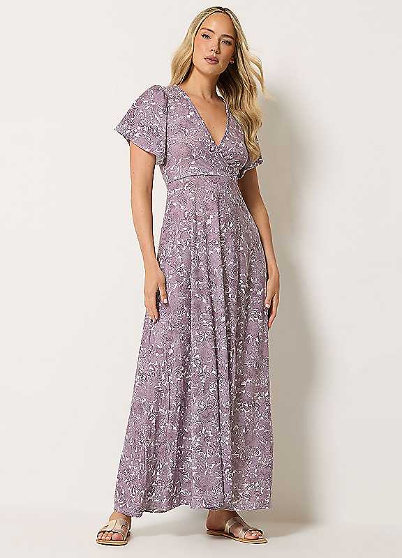 Long Tall Sally - LTS Tall Pink Floral Wrap Maxi Dress - Women's - Image 3