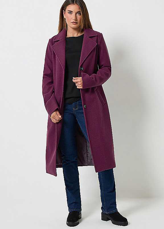 Long Tall Sally Women's Burgundy Tall Formal Midi City Coat In | : Size 14 - Image 3