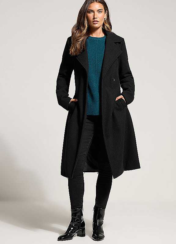 Long Tall Sally Women's Tall Belted Wrap Midi Coat in Black | Size: 22-24 - Image 8