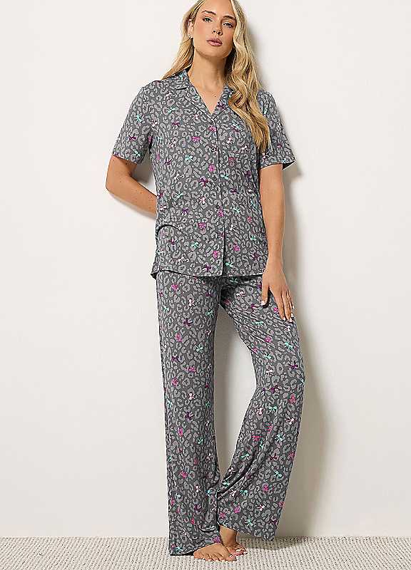 Lts Women's Grey Tall Bow Soft Touch Pyjama Set Size 22-24 - Image 4