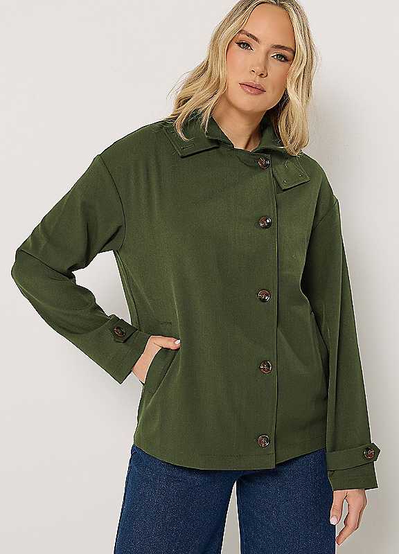 Long Tall Sally Women's Tall Hooded Jacket in Olive | Size: 22-24 - Image 4