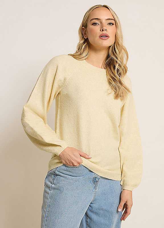 Long Tall Sally Women's Yellow Knit Balloon Sleeve Jumper