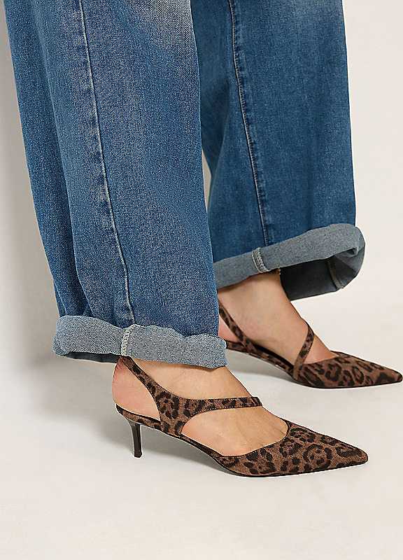 Long Tall Sally Women's Leopard Asymmetric Kitten Heels In Standard Fit in Brown | Size: 8 - Image 2