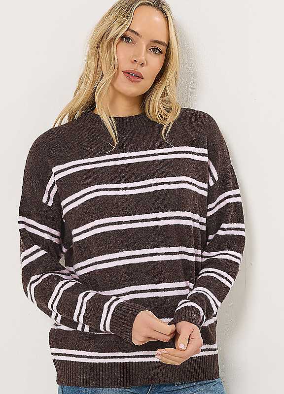 Long Tall Sally Women's Chocolate Tall Stripe Jumper In | : 14/16 - Image 3