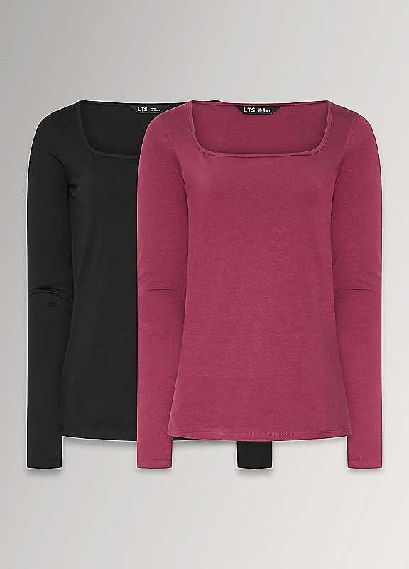 Long Tall Sally Women's Tall 2 Pack Square Neck Top in Black | Size: 16 - Image 2