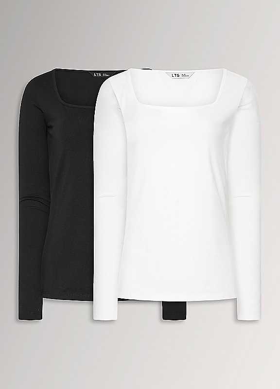 Long Tall Sally Women's White Tall 2 Pack Square Neck Top In | Size: 16 - Image 2