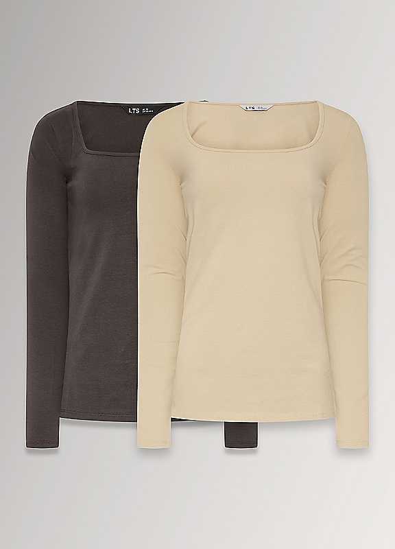 Long Tall Sally Women's Tall 2 Pack Square Neck Top in Brown | Size: 20 - Image 4