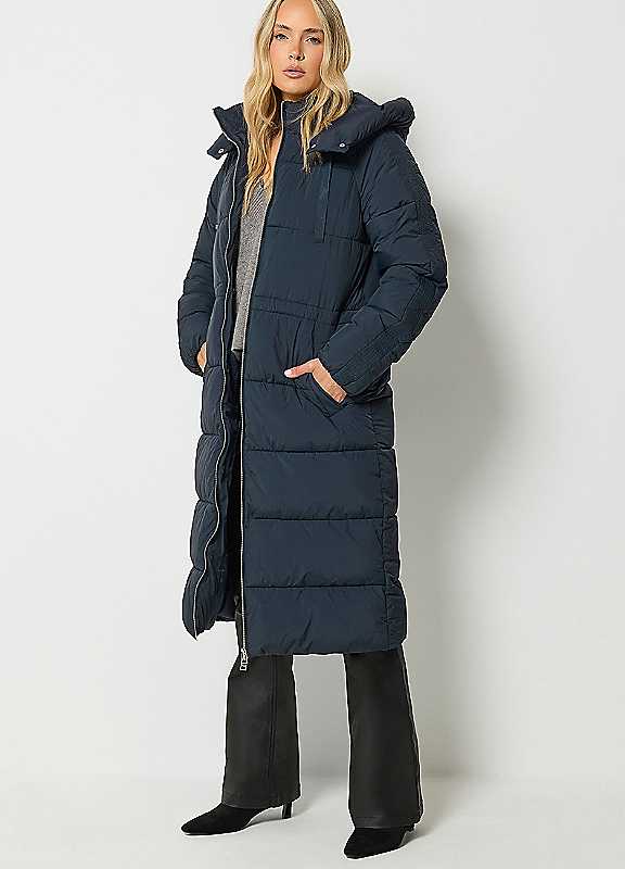 Long Tall Sally Women's Mid Navy Tall Padded Hooded Midi Coat In | : Size 18 - Image 2