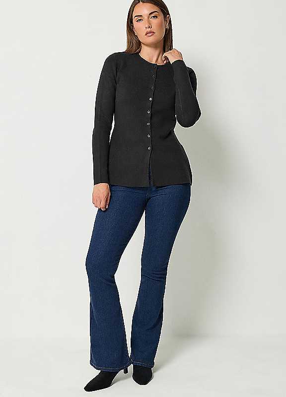 Long Tall Sally Women's Black Tall Peplum Knitted Cardigan In | Size: 14-16 - Image 3