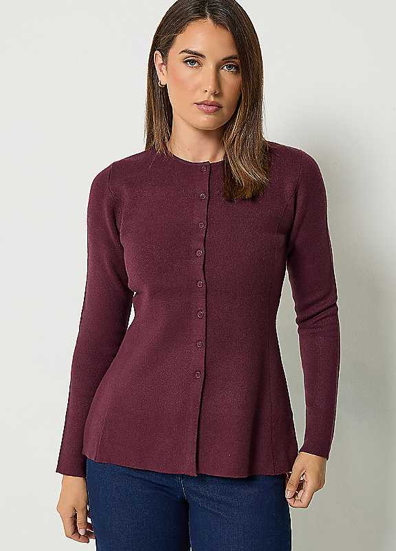 Long Tall Sally Women's Purple Tall Peplum Knitted Cardigan In | Size: 18-20 - Image 3