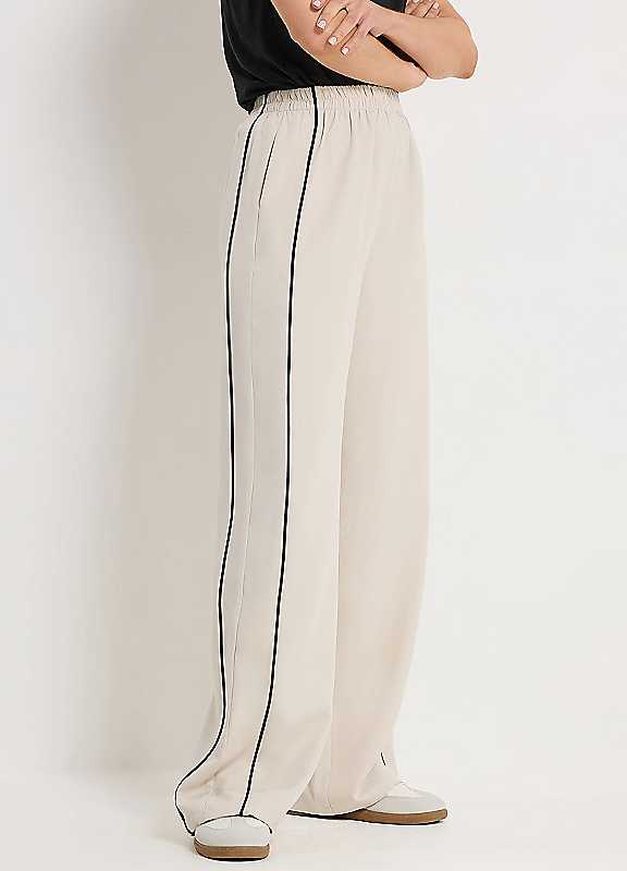 Long Tall Sally Women's Ivory Tall Piped Wide Leg Trousers In | Size: 20L - Image 3