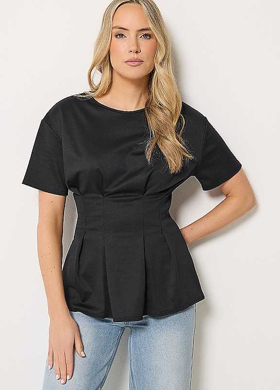Long Tall Sally Women's Black Tall Pleated Detail Top In | Size: 12 - Image 3