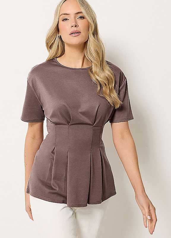Long Tall Sally Women's Light Brown Tall Pleated Detail Top In | : Size 16 - Image 3