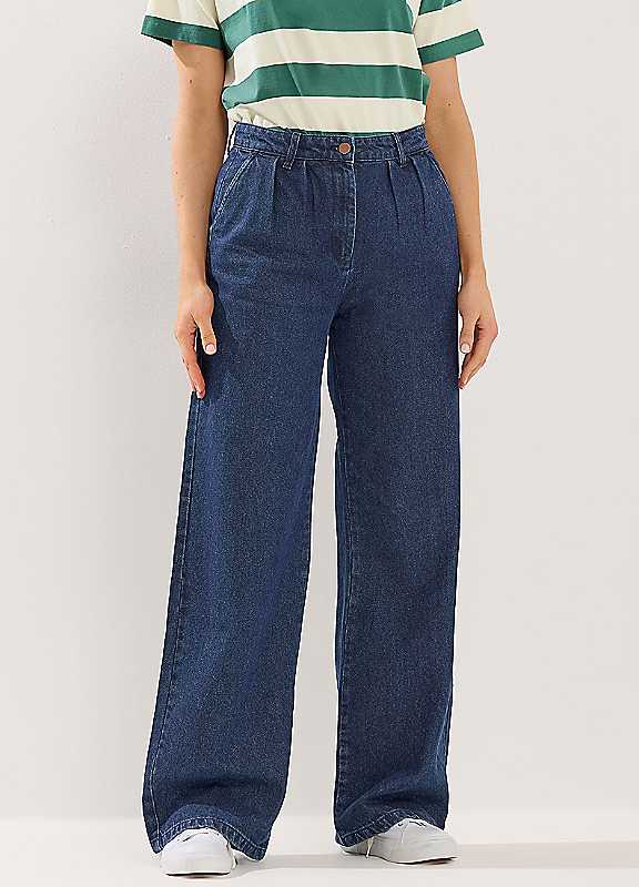 Long Tall Sally Women's Indigo Tall Pleated Wide Leg Jeans In | Size: 18L - Image 3