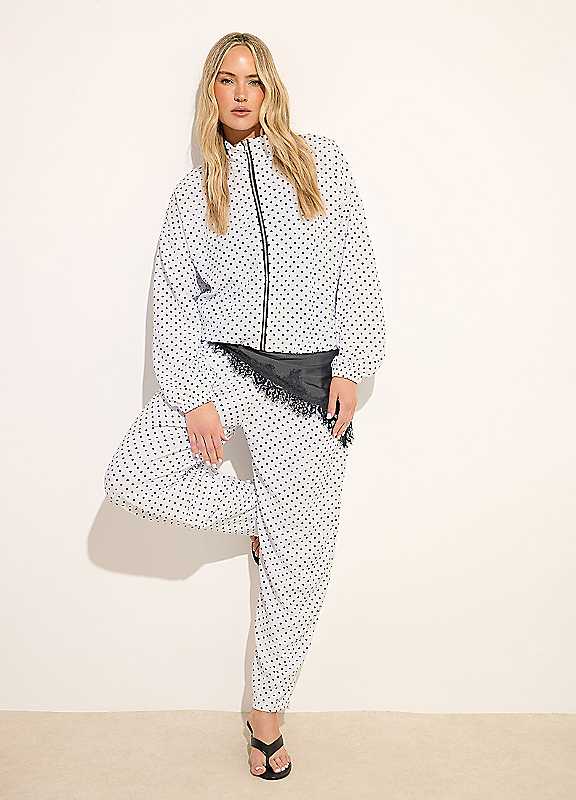Long Tall Sally Women's White Tall Polka Dot Barrel Leg Trousers In | Size: 22L - Image 3