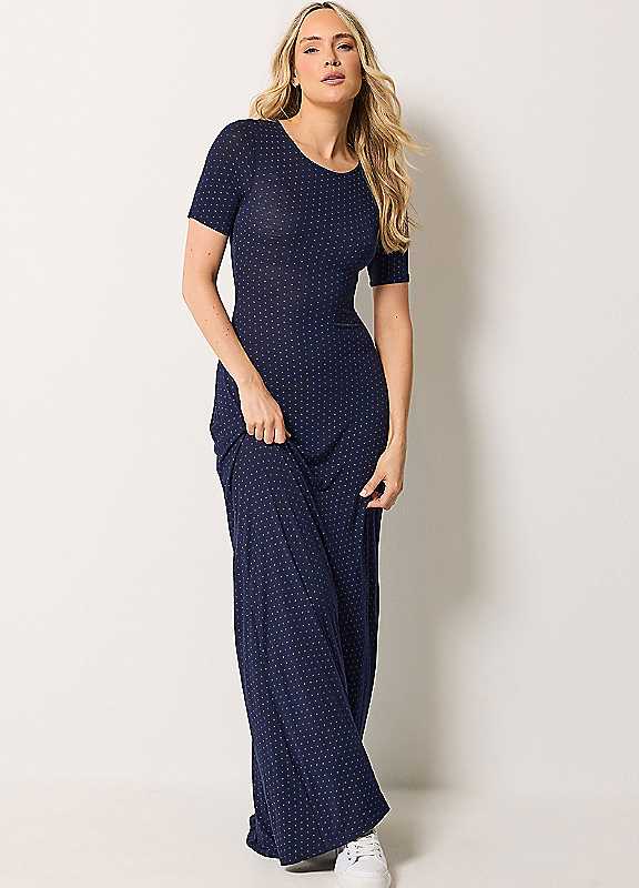 Long Tall Sally Women's Mid Navy Tall Short Sleeve Maxi Dress In | Size: 14 - Image 3