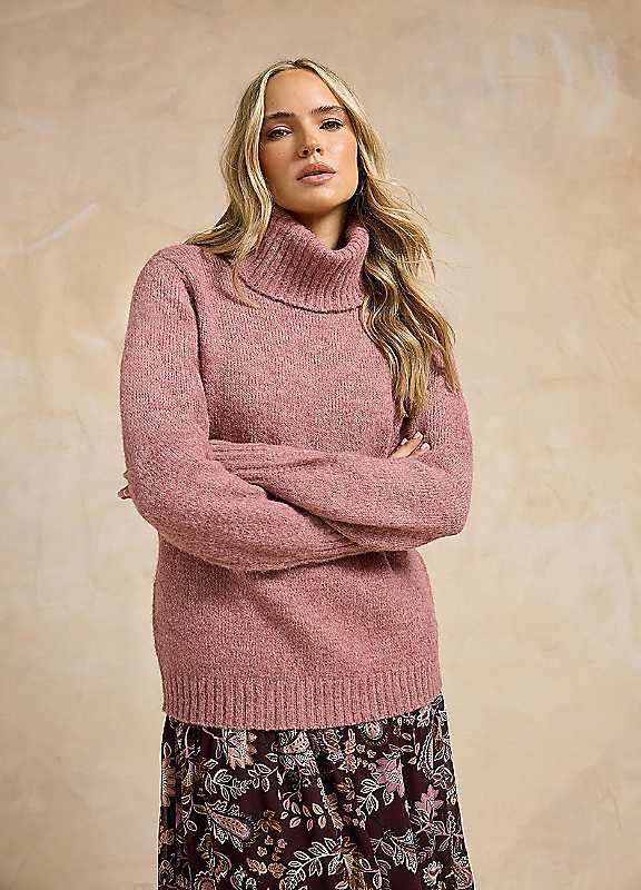 Long Tall Sally Women's Pink Tall Premium Roll Neck Jumper In | : 18/20 - Image 3