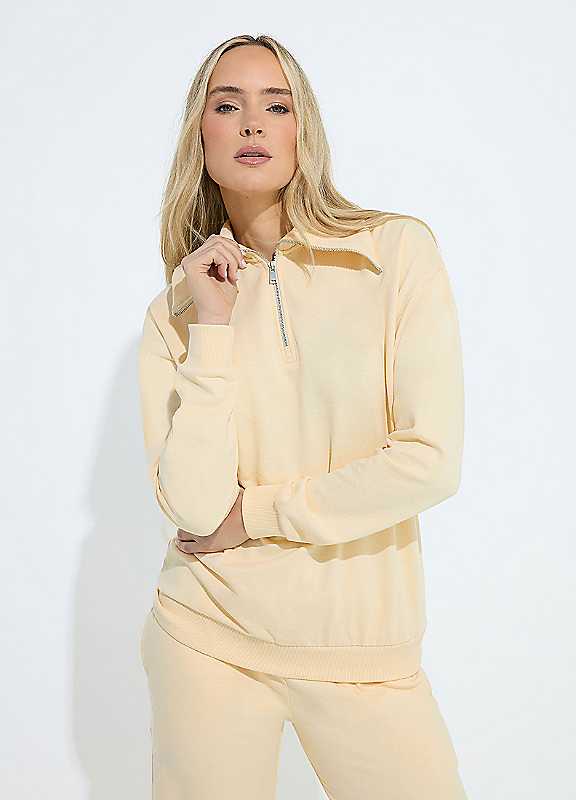 Lts Women's Yellow Tall Quarter Zip Sweatshirt Size 16 - Image 3