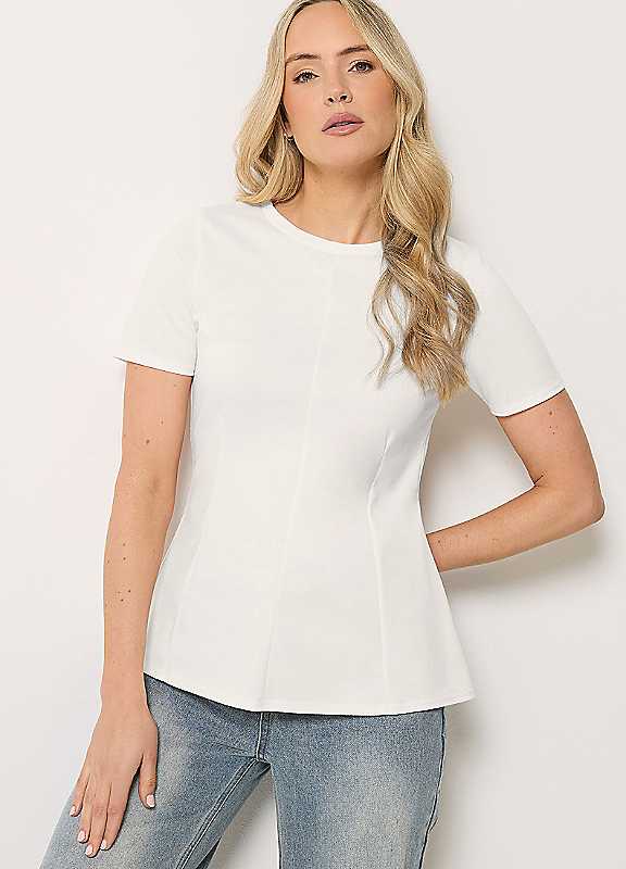 Long Tall Sally Women's White Tall Seam Front Peplum Top In | Size: 14 - Image 3