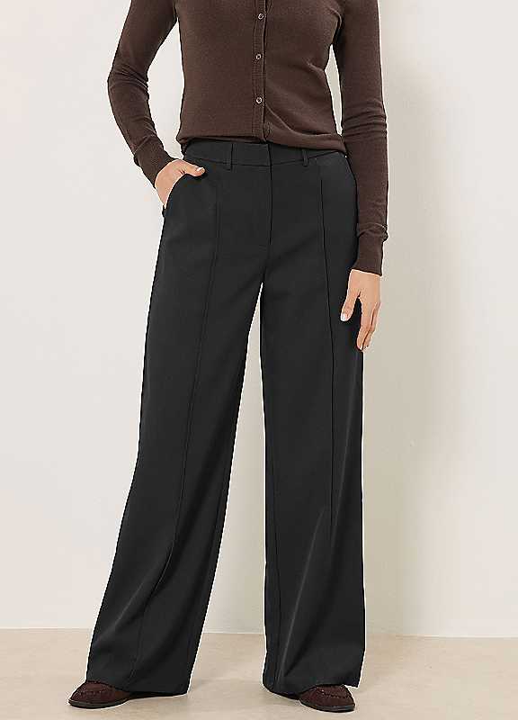 Long Tall Sally Women's Black Tall Formal Wide Leg Trousers In | Size: 16L - Image 4