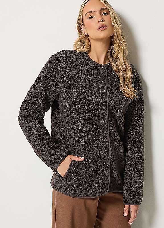 Long Tall Sally Women's Tall Sherpa Jacket in Brown | Size: 18 - Image 3