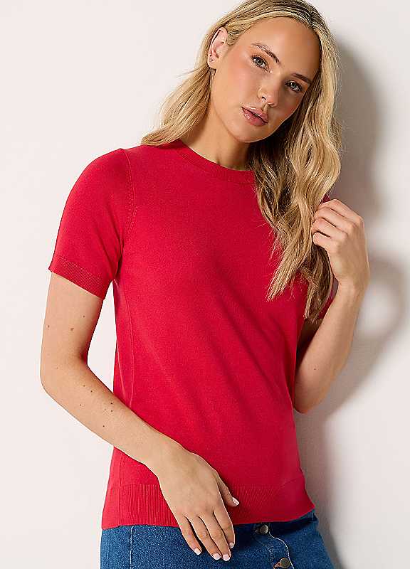 Long Tall Sally Women's Red Tall Short Sleeve Knit Jumper In | Size: 18/20 - Image 3