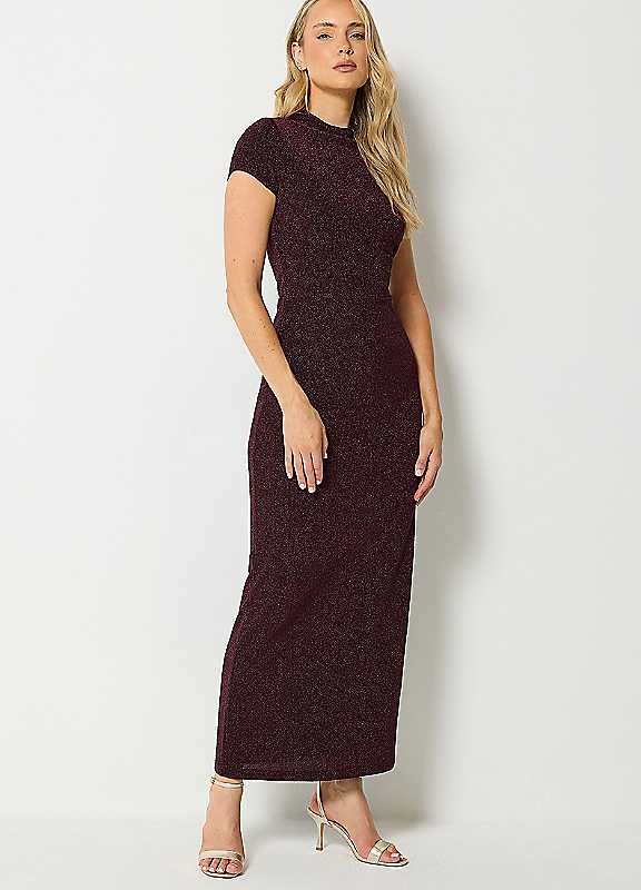 Long Tall Sally Women's Burgundy Tall Sparkle Maxi Dress In | : Size 14 - Image 3