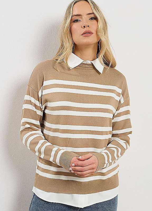 Long Tall Sally Women's Medium Beige Tall 2-In-1 Jumper In | Size: 18/20 - Image 4