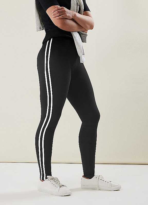 Long Tall Sally Women's Black Tall Stripe Legging In Size 16 - Image 5