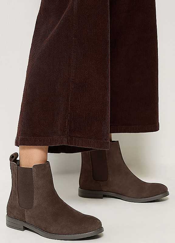 Long Tall Sally Brown Suede Ankle Boots In Standard Fit