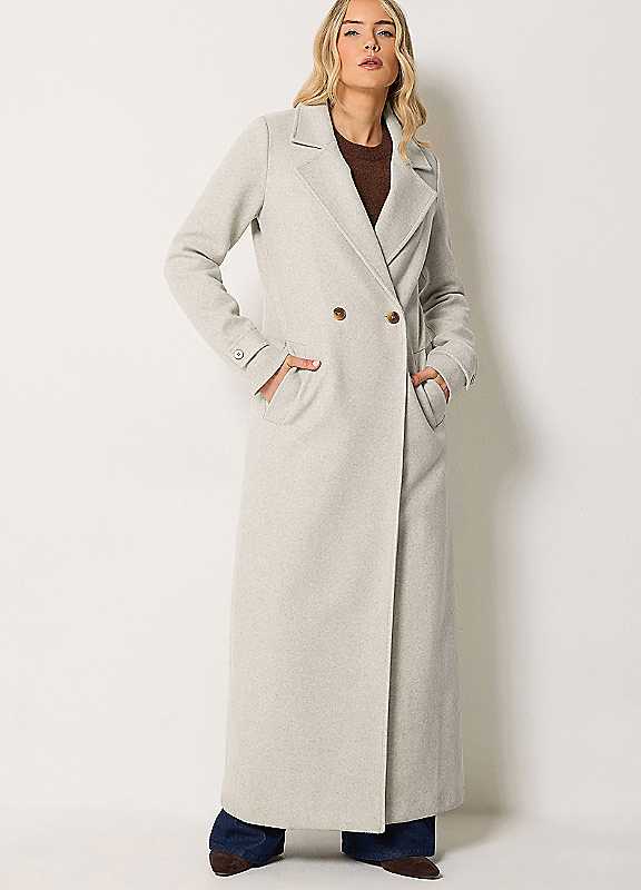 Long Tall Sally Women's Tall Button Maxi Coat in Pale Grey | Size: 12 - Image 2