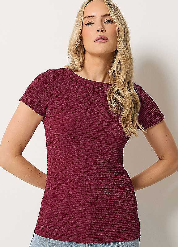 Long Tall Sally Women's Tall Textured Slash Neck Top in Burgundy | Size: 20 - Image 4
