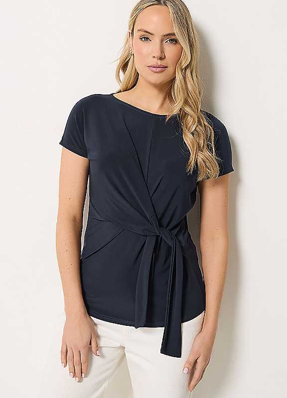 Long Tall Sally Women's Dark Navy Tall Tie Detail Top In | Size: 16 - Image 7
