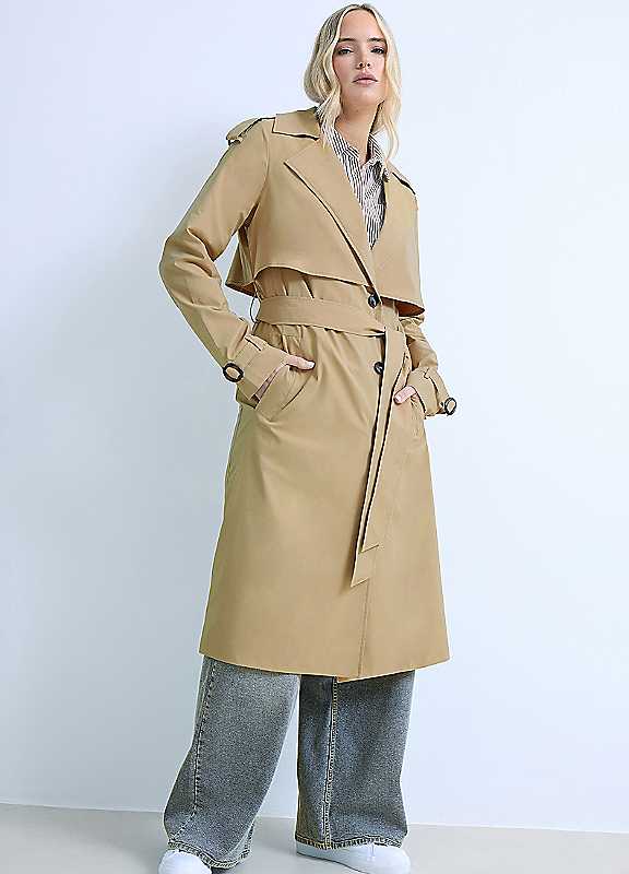 Long Tall Sally Women's Stone Tall Trench Coat In Size 18 - Image 3