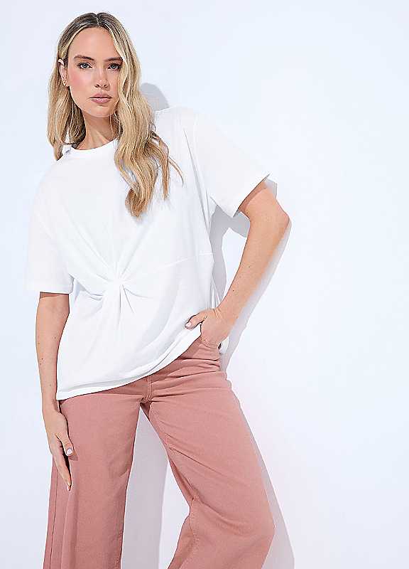 Long Tall Sally Women's White Tall Twist Front T-Shirt In Size 12 - Image 3