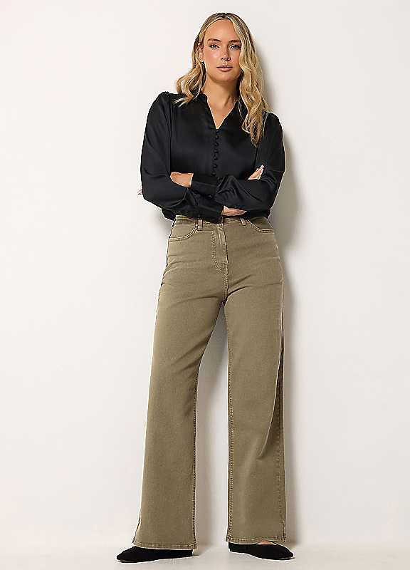 Long Tall Sally Women's Light Khaki Tall Wide Leg Jeans In | Size: 16XL - Image 2