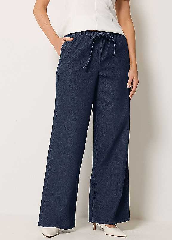 Long Tall Sally Women's Indigo Tall Wide Leg Jeans In Large - Image 2