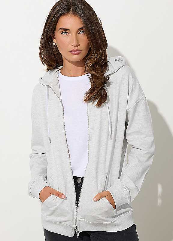 Long Tall Sally Women's Tall Zip Through Pocket Hoodie in Grey | Size: 20 - Image 4