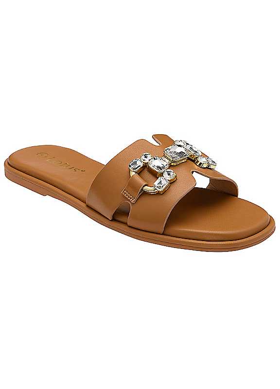 Lotus Agueda Women's Flat Sandals in Brown Denim Size 5 with Faux Jewel Embellishment - Image 4
