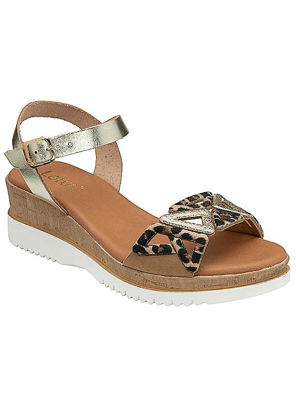 Lotus Women's 'Ariah' Leather Wedge Sandals in Gold | Size: 7 - Image 3